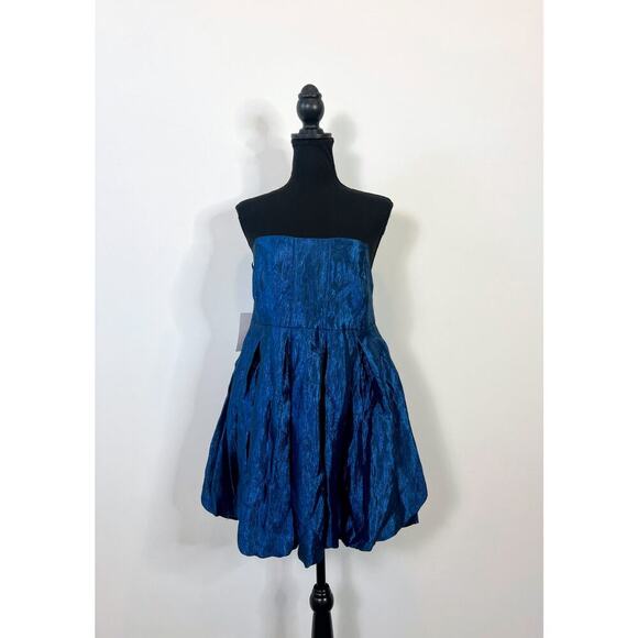 Free People Krista Mini Dress in Midnight Shimmer Metallic Blue Small Lined - Picture 2 of 5
